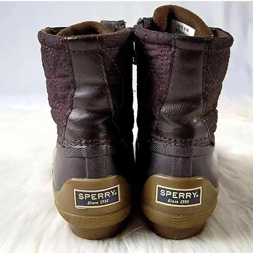 Rare Sperry Saltwater Burgundy & Brown Duck Boots - 6 - Picture 5 of 9